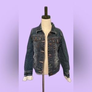 1989 Place Girls Jean Jacket Size 7/8 Girls Lace Blue Buttons